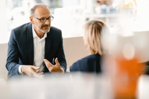Businessman having a meeting with a client.