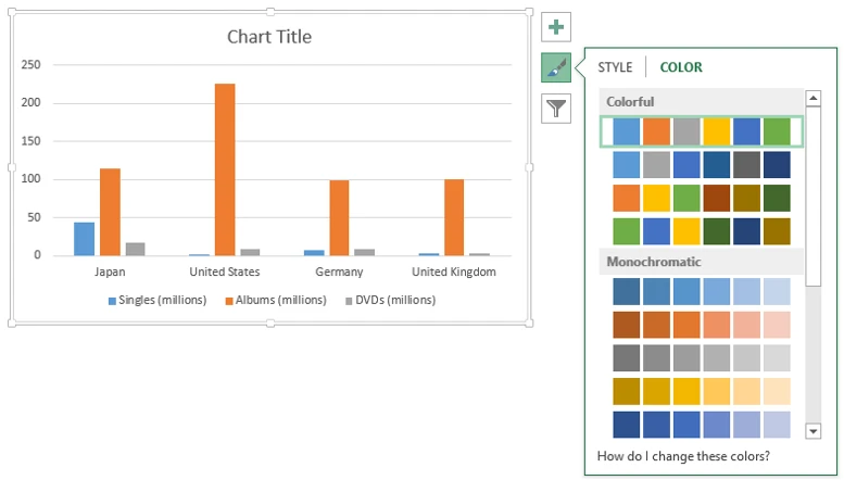 editing colors in a bar chart