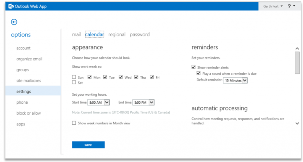 Improving Outlook Web App options and settings 2