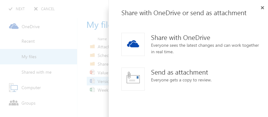 share files with Outlook Web App 3