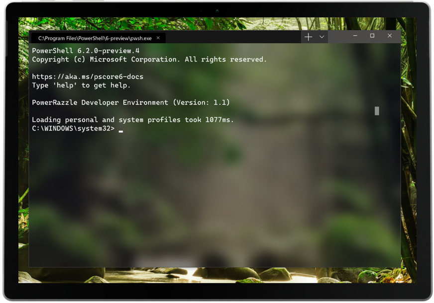 Screenshot of Windows Terminal used on a tablet. Screenshot of Windows Terminal used on a tablet.