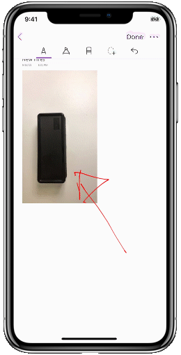 Animated image of inked text used in OneNote on a mobile device.