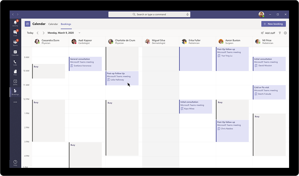 Create virtual appointments inside of Teams.