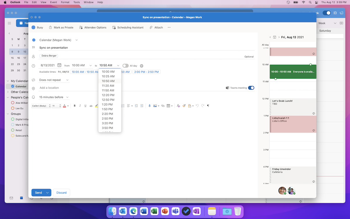 End times show both regular end times and end times with shortened durations.