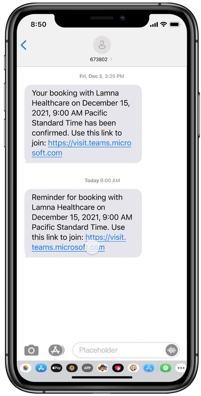 Animated image of new waiting room experience for virtual visits that features new custom branding and notifications.