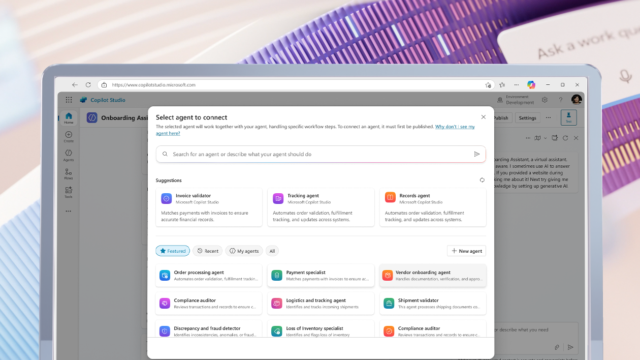 A screenshot of the onboarding agent card UI