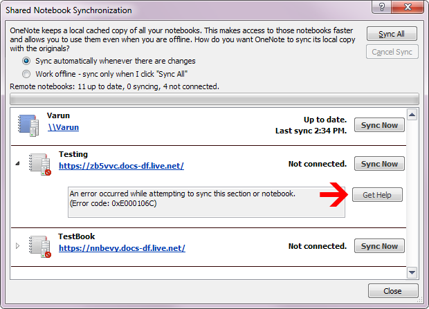 Improved notebook synchronization status Improved notebook synchronization status