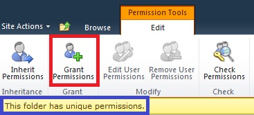 "Grant permissions" is circled on the "edit" tab of the menu bar