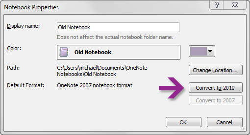arrow pointing to "convert to 20 10" button