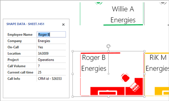 Call Center operation: editing a shape in diagram