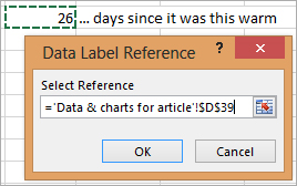 Data Label Reference menu box