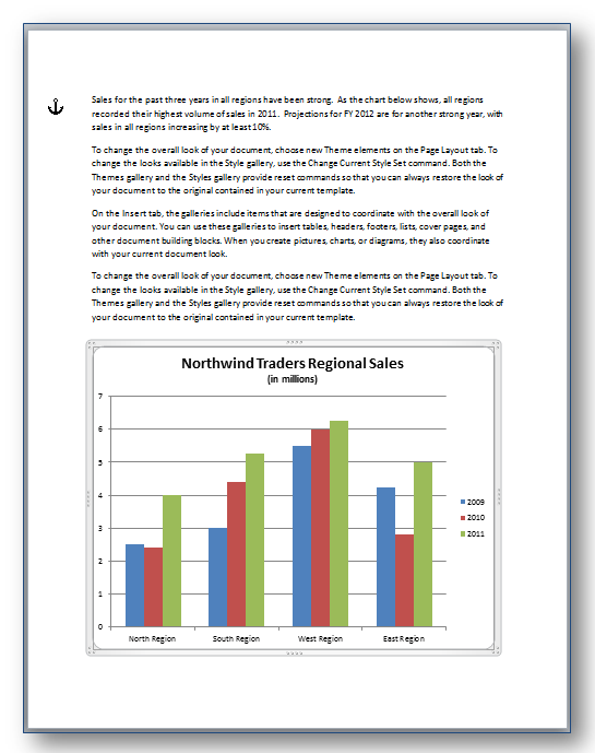 Page of text with chart at the bottom and anchor at top Page of text with chart at the bottom and anchor at top