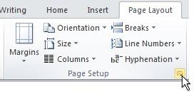 Page Setup Dialog Box Launcher