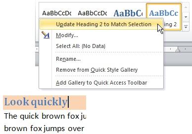 Add shading to a heading style Add shading to a heading style