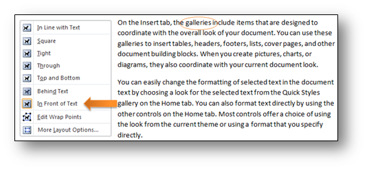 Behind Text and In Front of Text Example Behind Text and In Front of Text Example