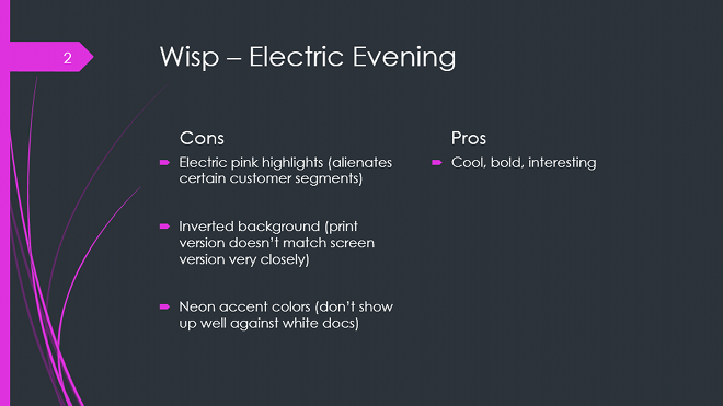 Example of Wisp Electric Evening theme