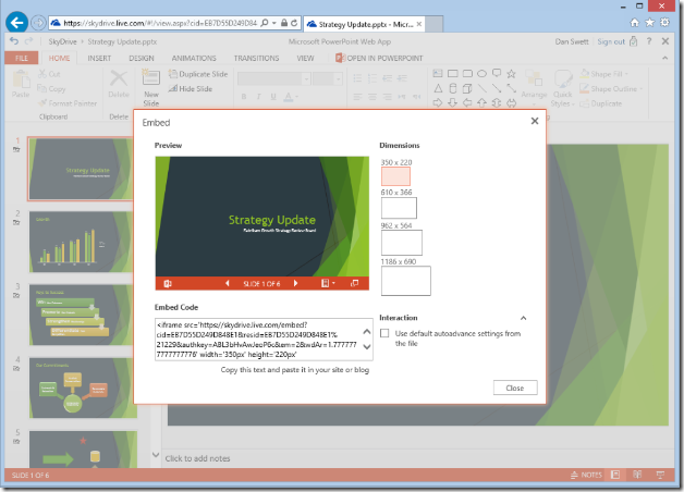 share presentation in webapp