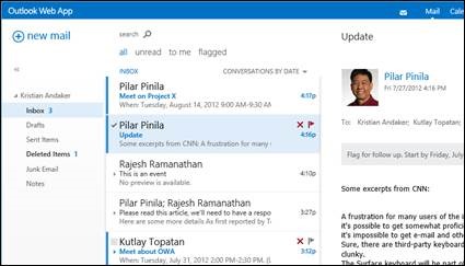 clip_image012 Quick delete buttons inline on items and all/unread/toMe/flagged filters above email list view