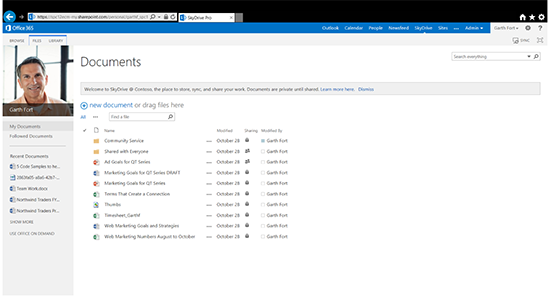 documents page with list of documents