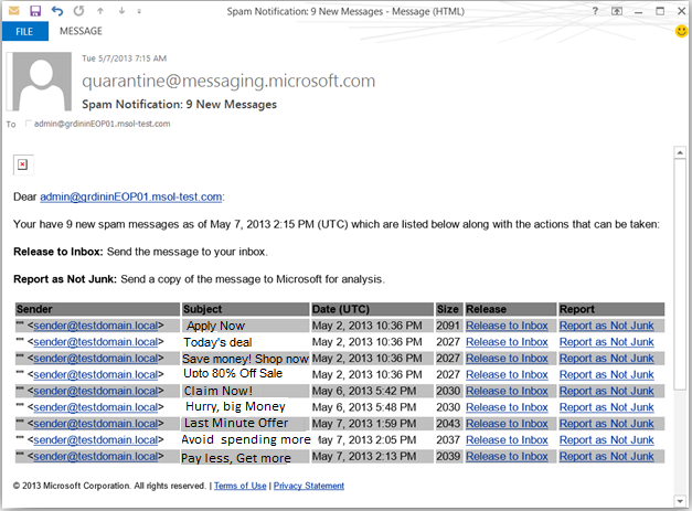 Email with an excel table embedded