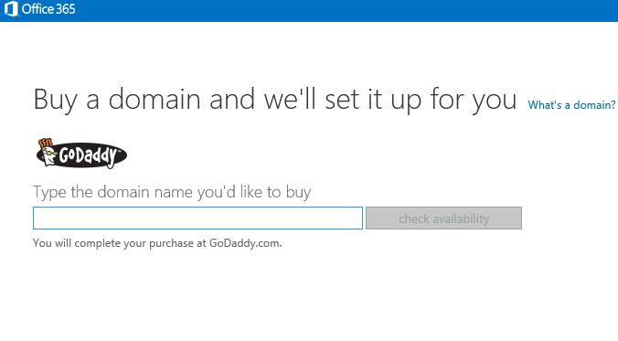 Office Admin Center buy a domain
