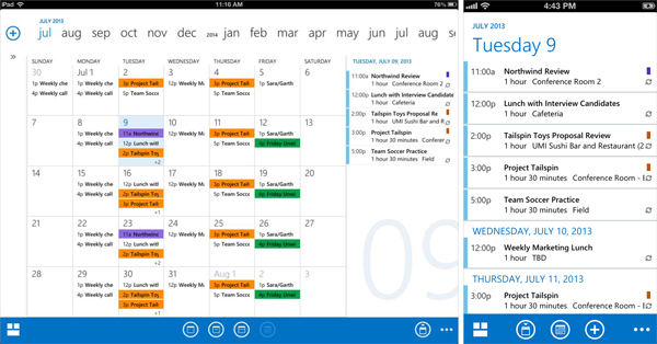 month-view of the outlook calendar