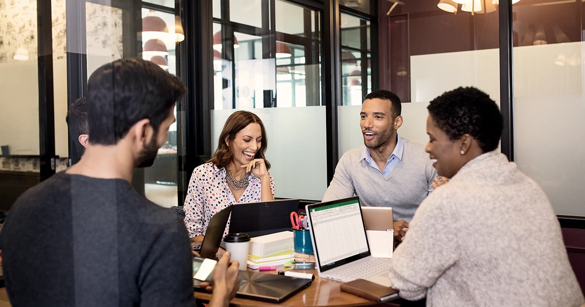 Small conference meeting in modern workspace