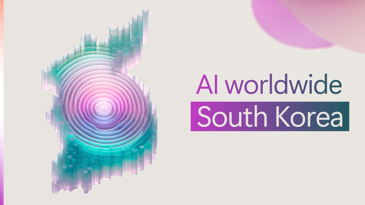 A decorative image with text reading "AI worldwide South Korea"