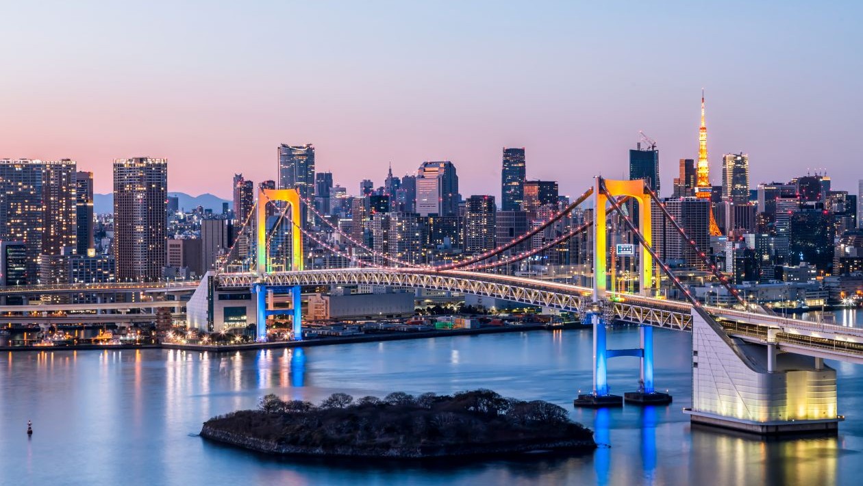 Busy city skyline showing roads and other infrastructure.