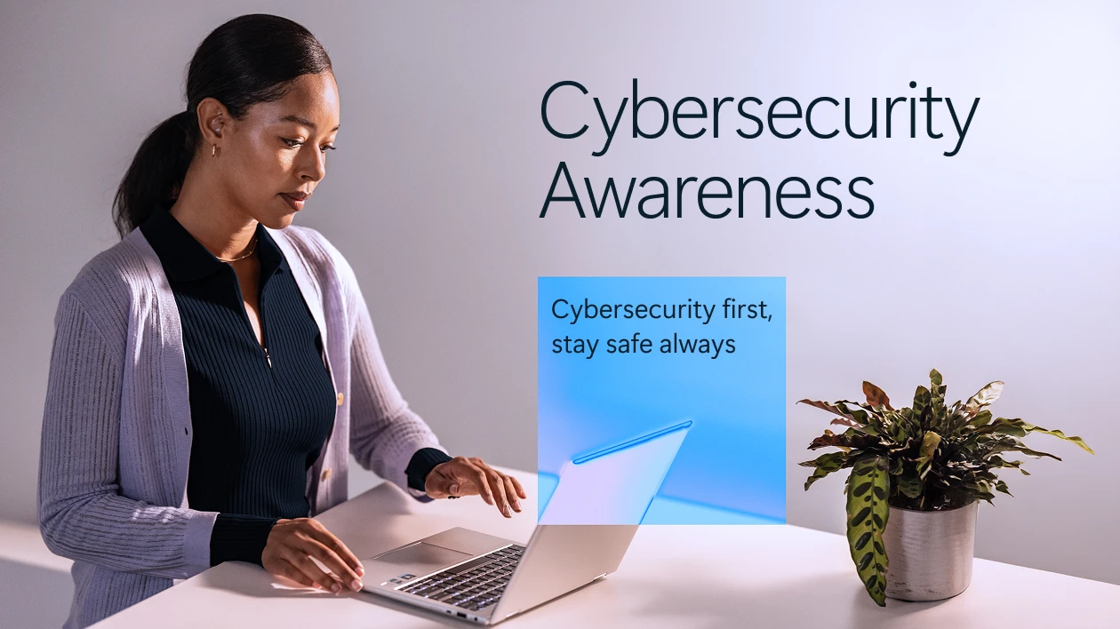 A decorative image that says Cybersecurity awareness