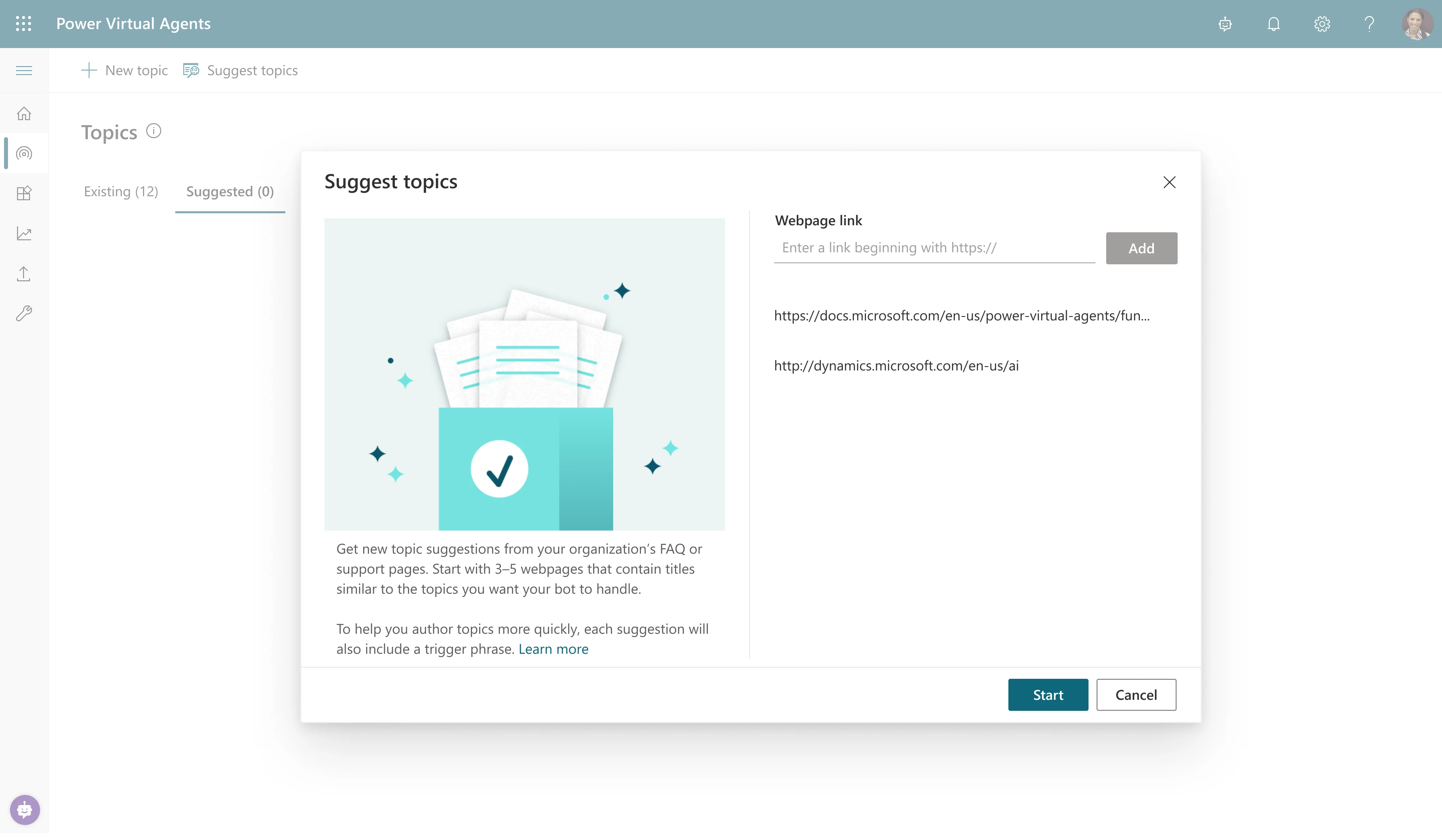 Power Virtual Agents screenshot