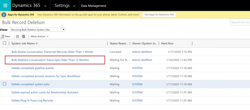 List deletion screenshot