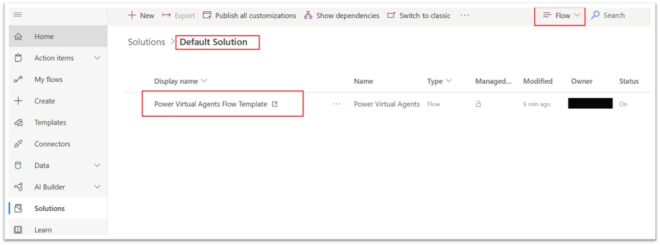 Default solution screenshot