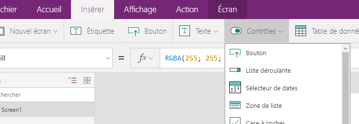 PowerApps Studio in French