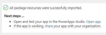 Import complete screen