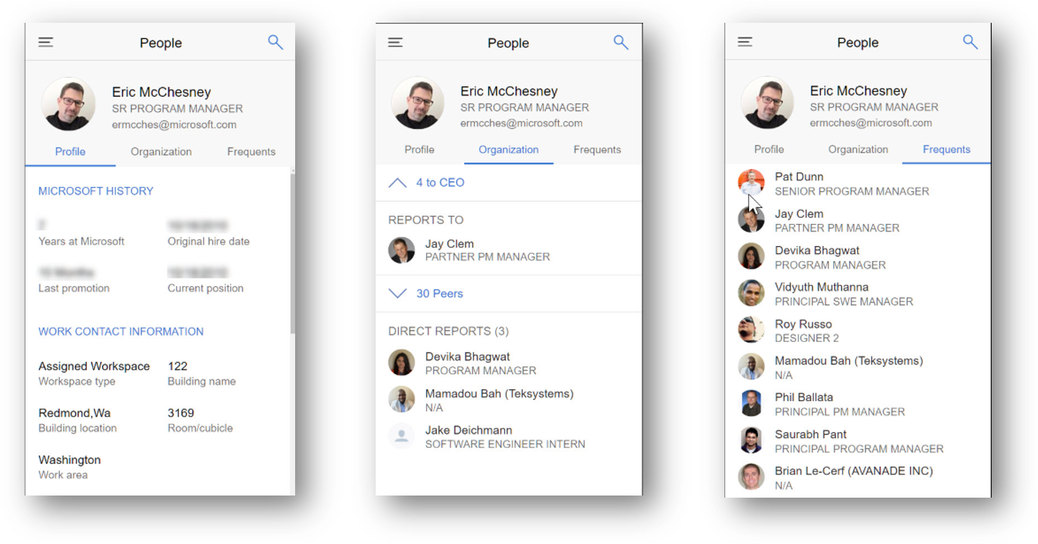 Screenshots of the Thrive People app