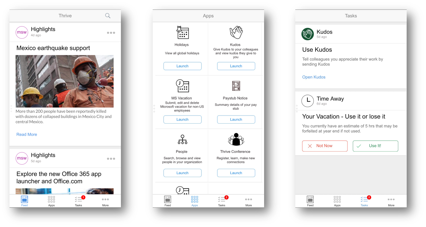 Screenshots of Thrive Home App