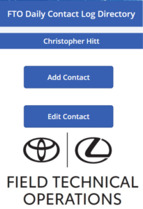 User interface of the Team Member Contact Log app