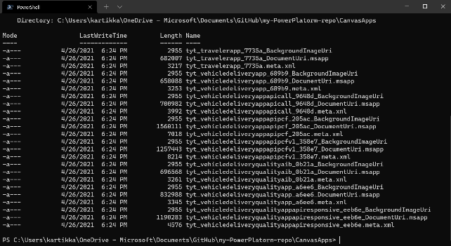 traditional rendition of Canvas App in Source control system
