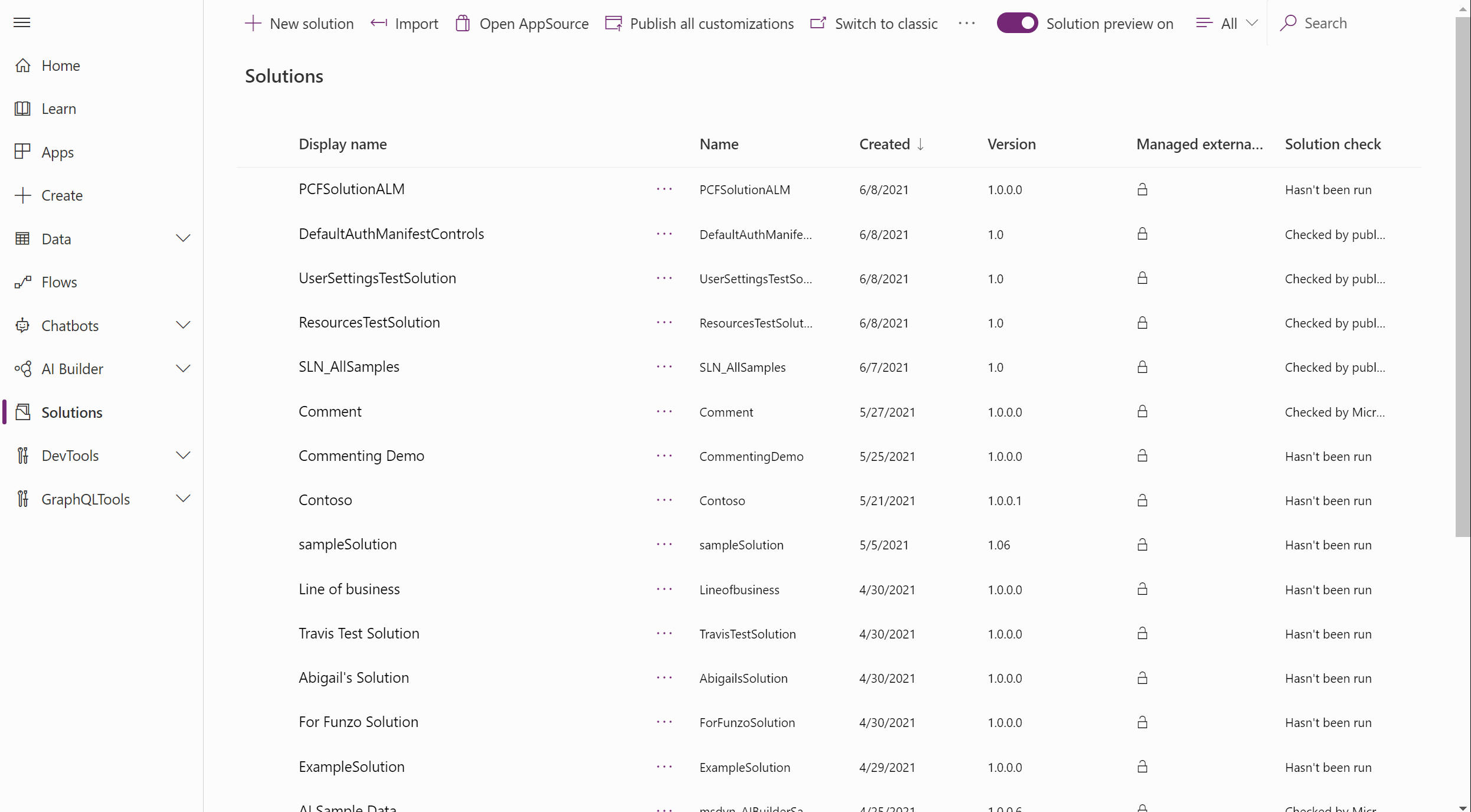 Solution dependency support
