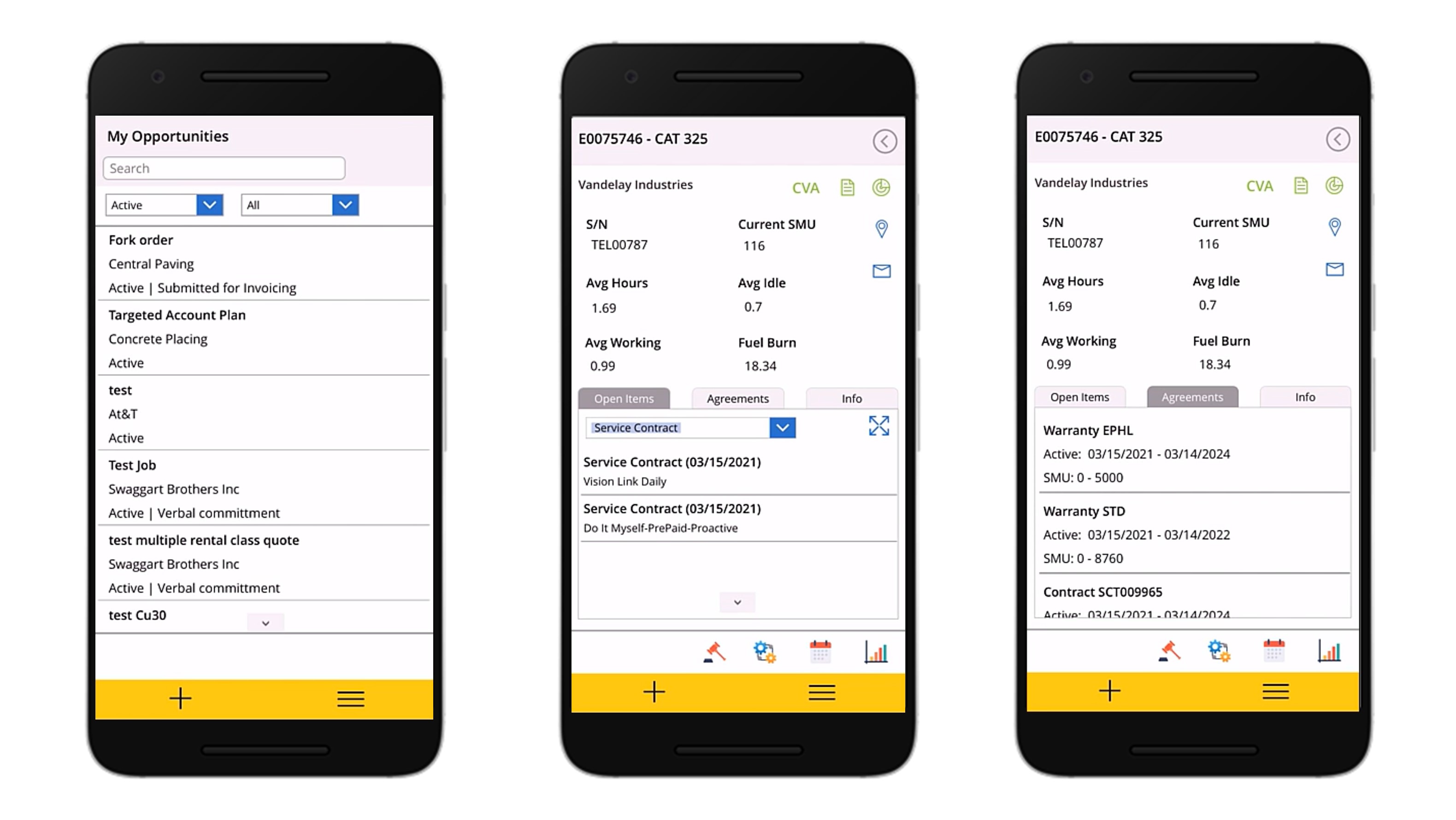 Screenshots of the Client Connect mobile app