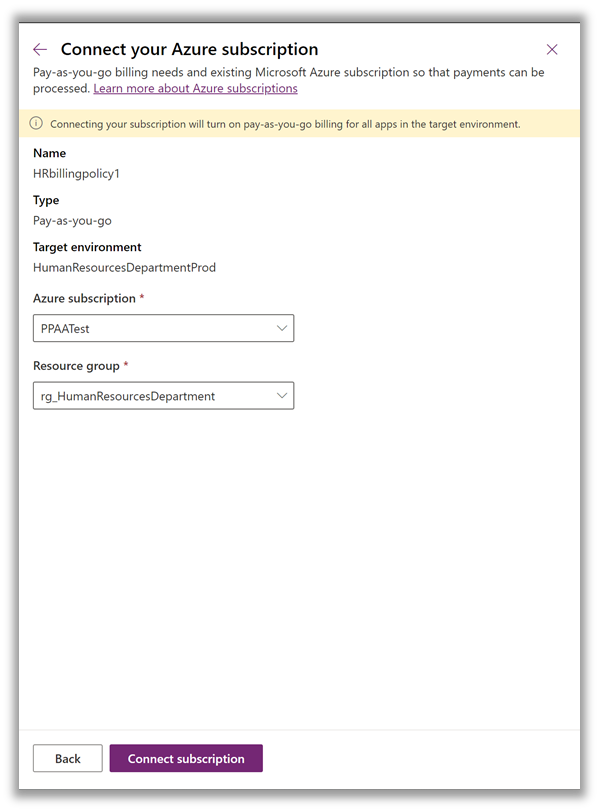 Microsoft Power Apps pay-as-you-go with Azure Subscription