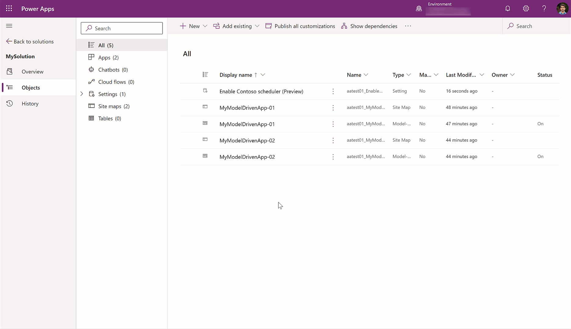 Adding a setting environment value using the solution explorer