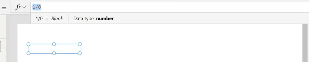No error is displayed for division by zero, instead we see a blank value in the formula bar's result view.