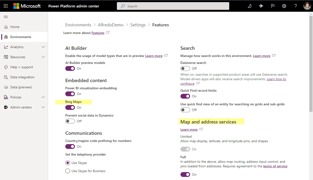 Go to admin center