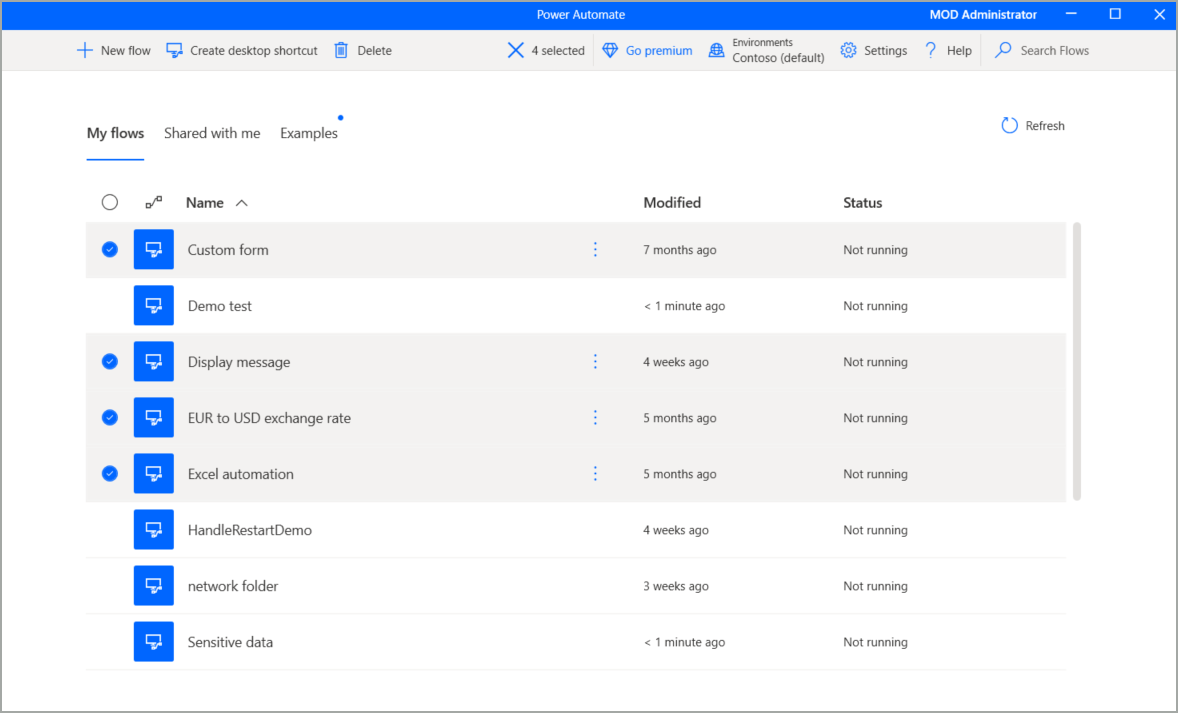Mutiple flows selection