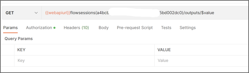 Request: Get the desktop flow outputs