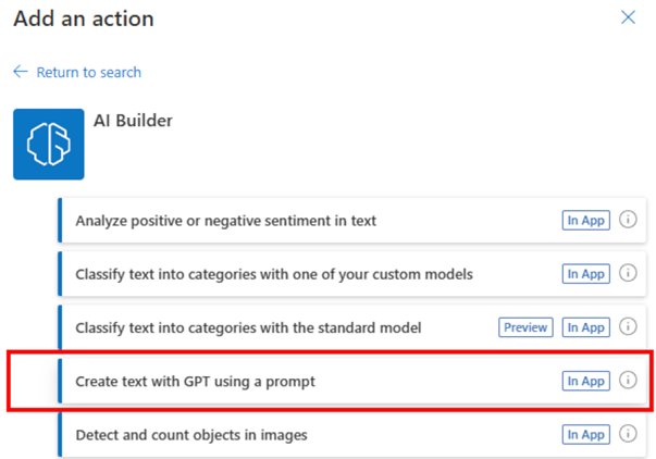 AI Builder GPT action