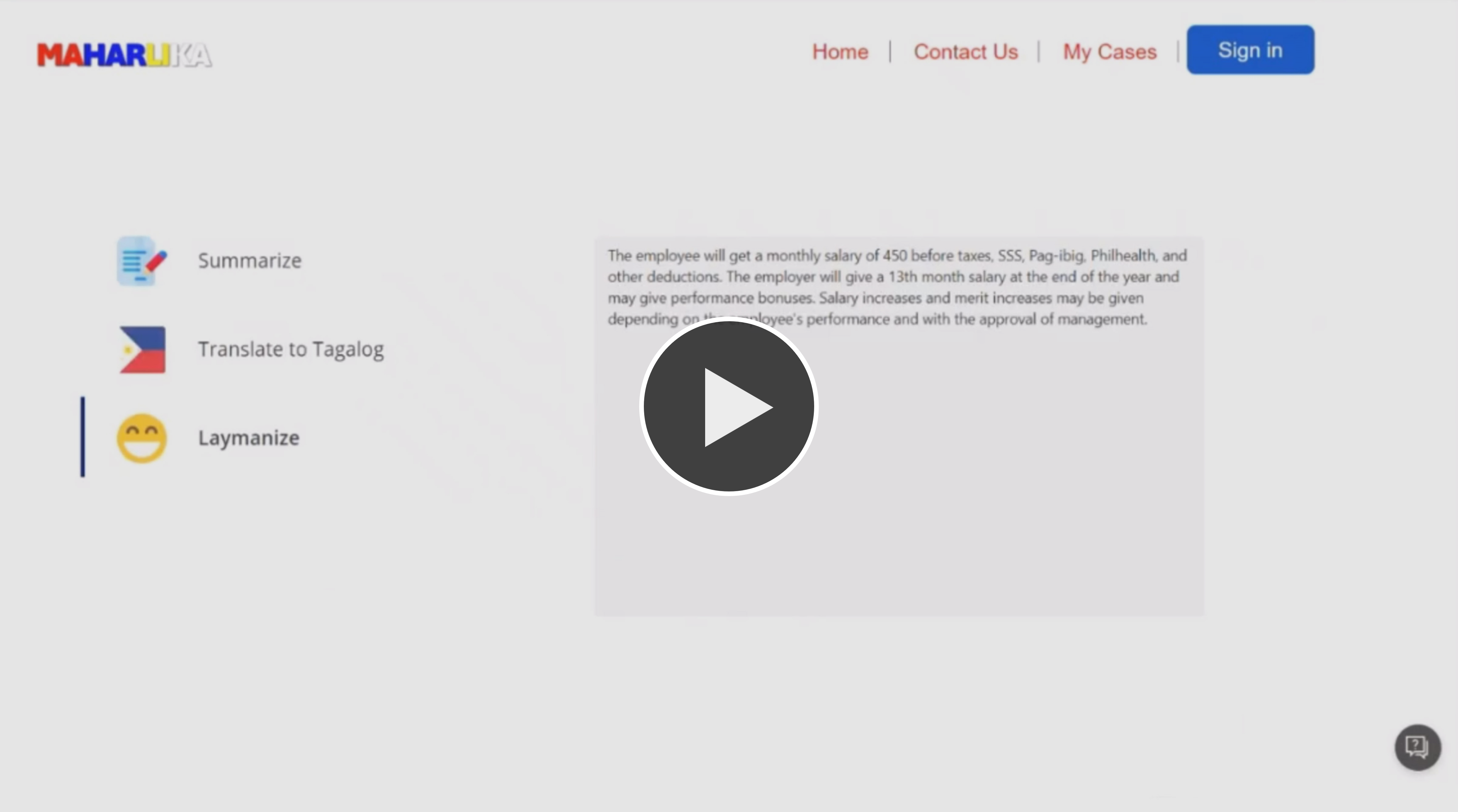 Migrant workers can paste an excerpt from their employment contract to generate details that is more easily understood.