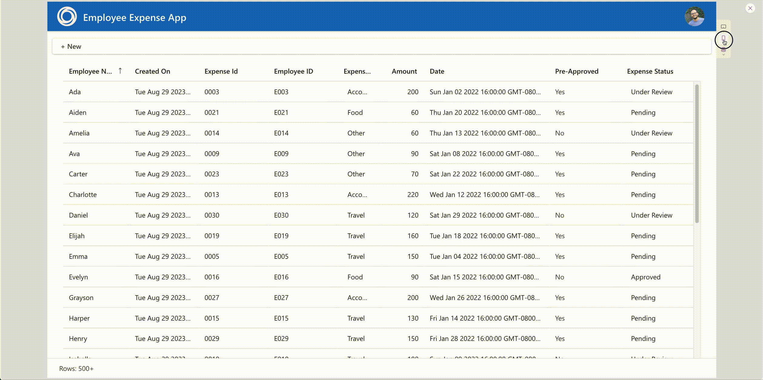 An app fully built with modern controls